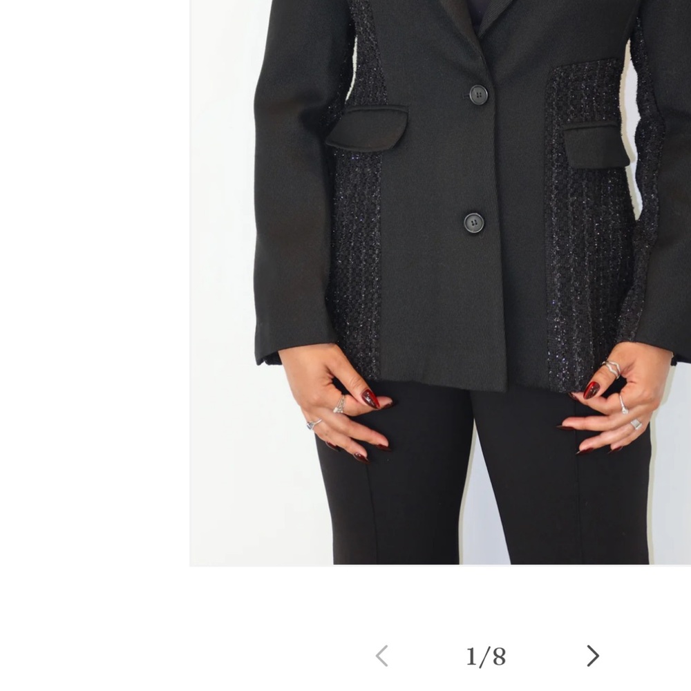 NWTs Gracia Tweed Sparkle Elegant Black Women's Blazer - Picture 3 of 8